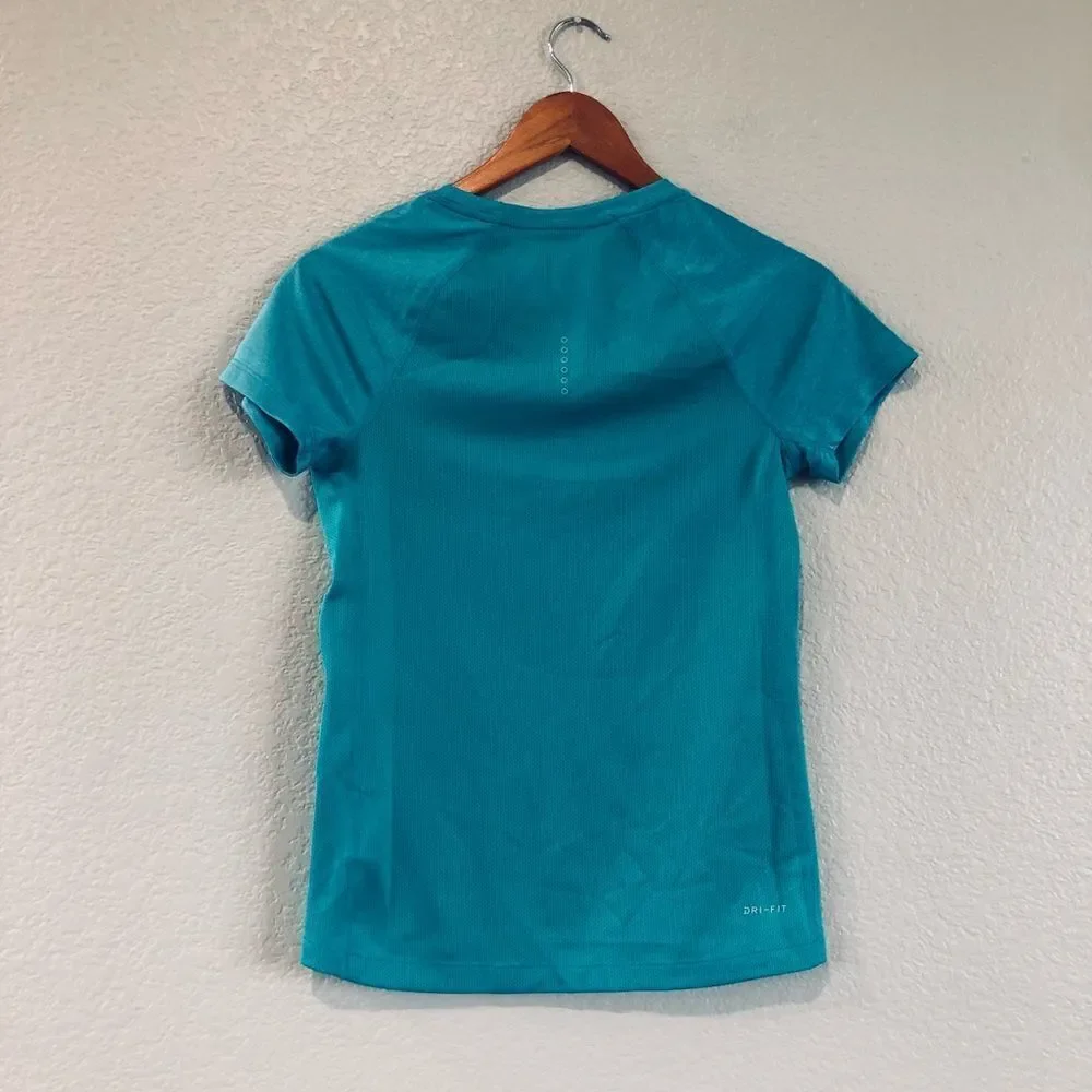 Nike Running Dri-Fit Teal Active Athletic Short Sleeve Top XS